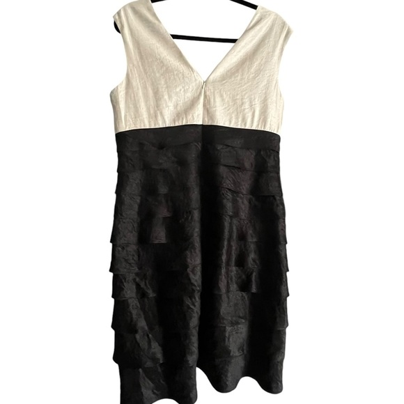 Vintage Willow Glen Sleeveless Black and Ivory Cocktail Dress Size 14Petite - Picture 2 of 9